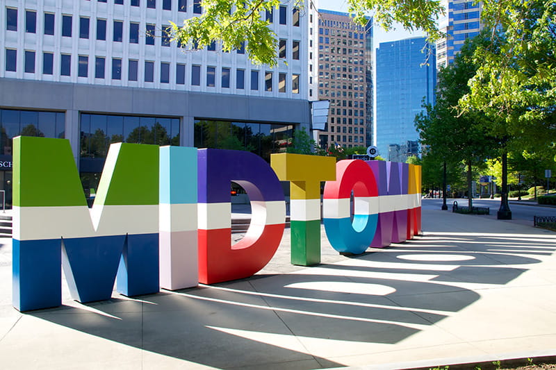 Sign spelling out MIDTOWN in Atlanta