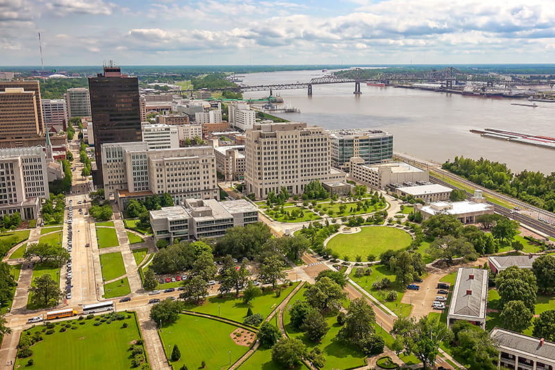 Downtown Baton Rouge aerial shot