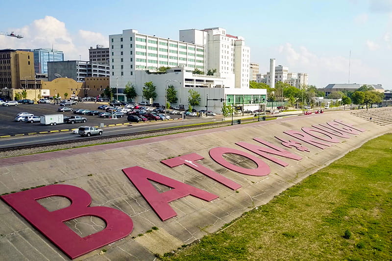 Large letters spelling out BATON ROUGE