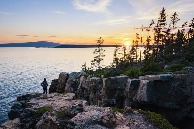 Sunset image of the Maine coastline