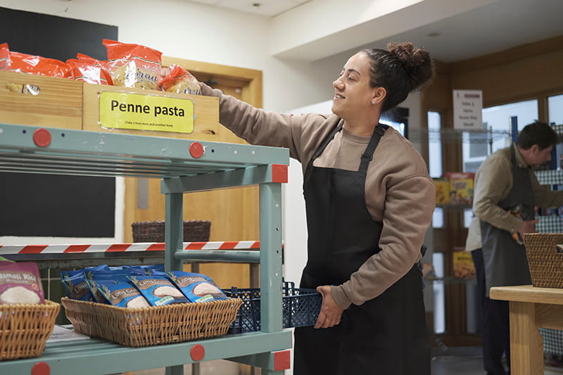 Person working in a food bank